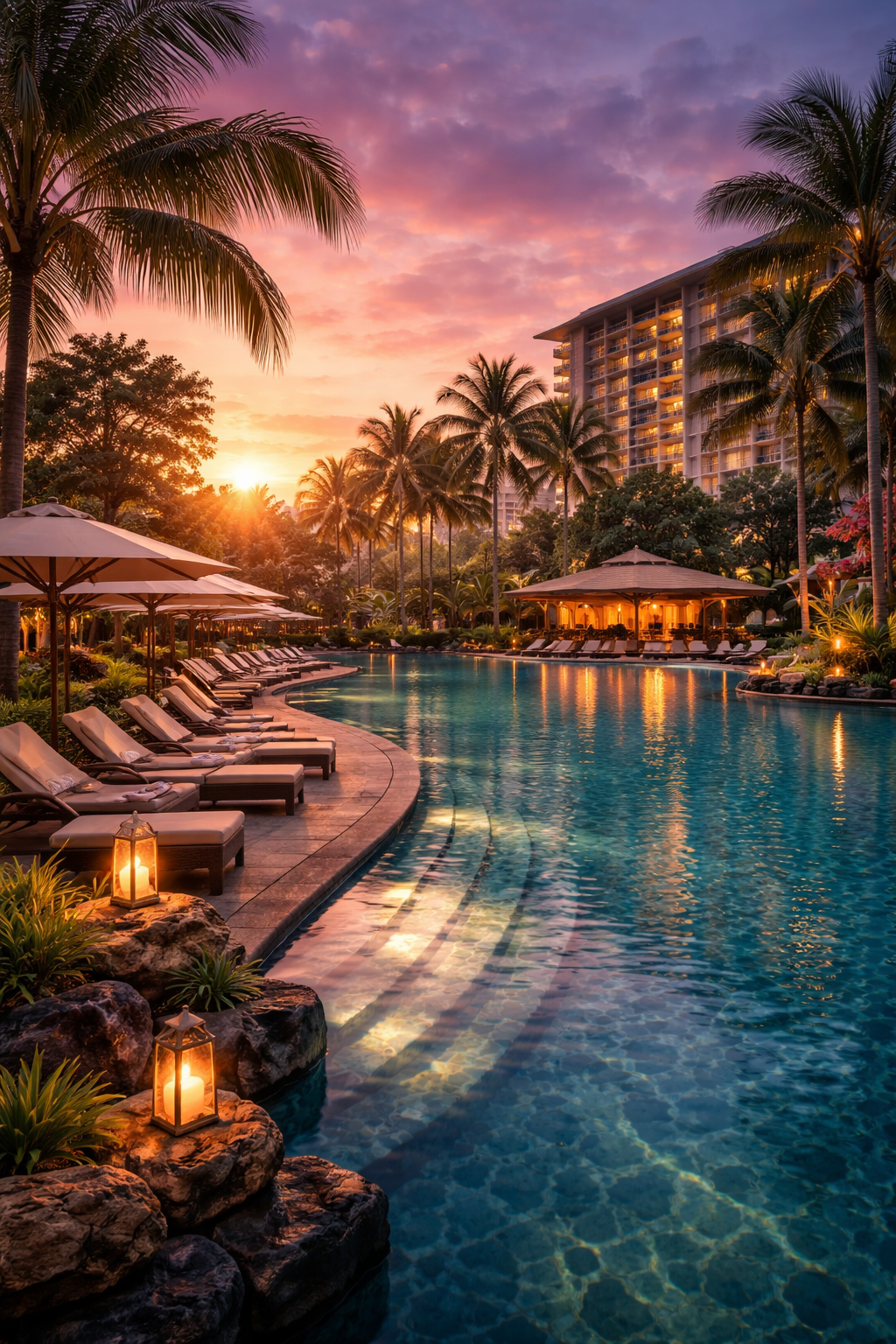 Kolam renang hotel di BSD City saat senja