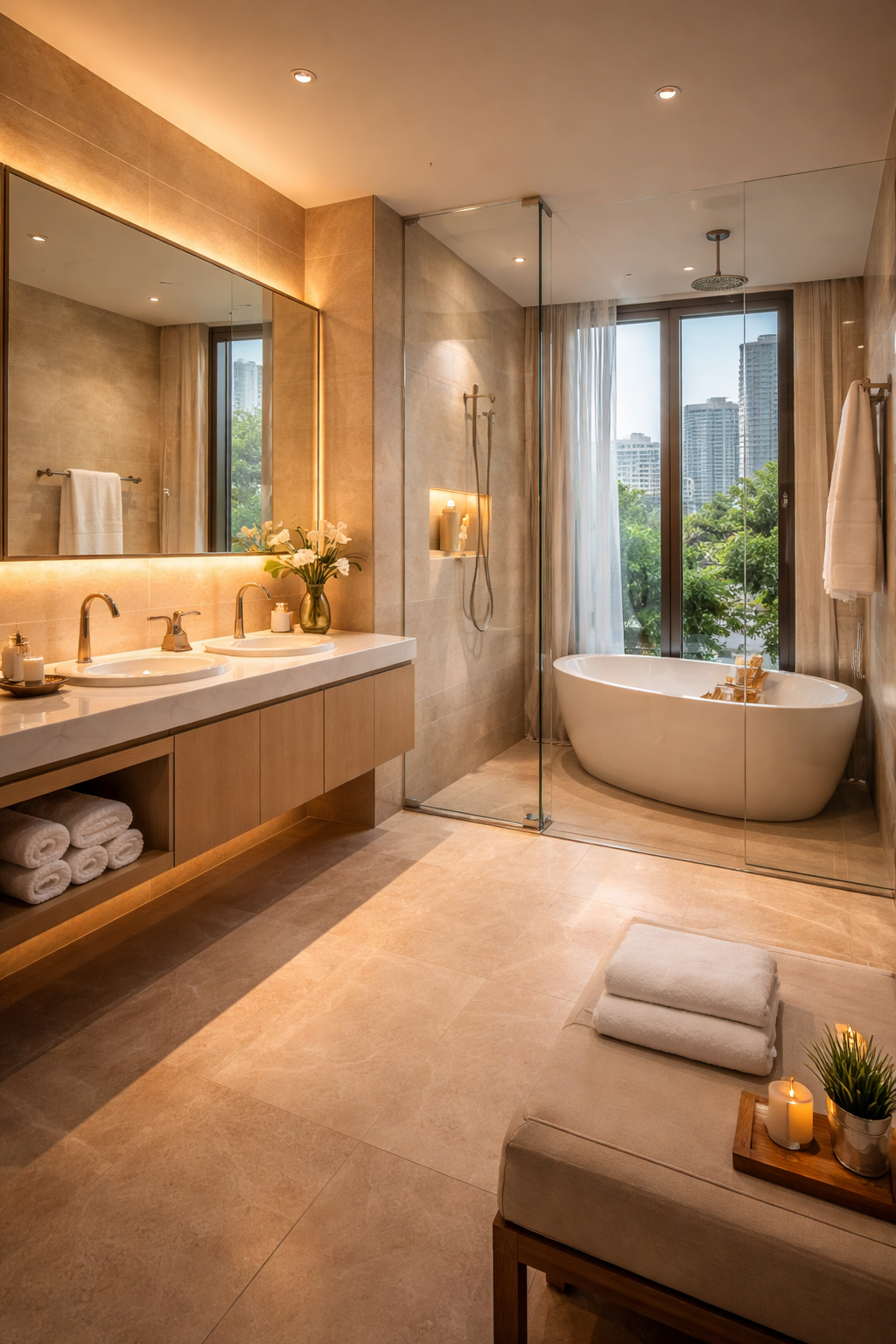 Kamar mandi hotel modern di BSD dengan desain minimalis