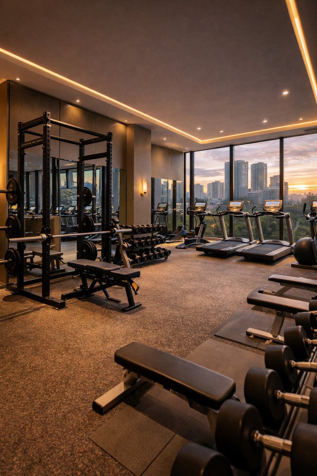 Gym hotel di BSD dengan peralatan modern